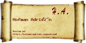 Hofman Adrián névjegykártya