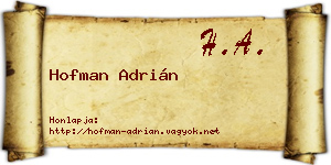 Hofman Adrián névjegykártya